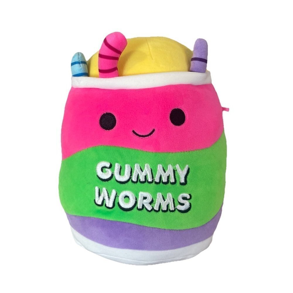 Squishmallows Neon Junk Food Squad Silver the Gummy Worms Candy 8" Plush.